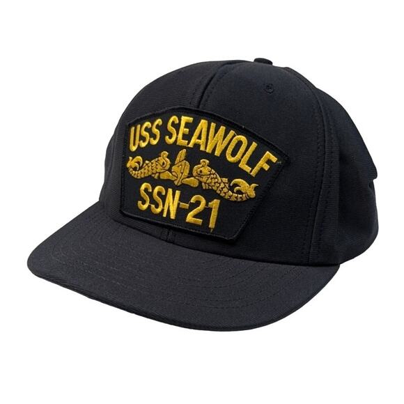 Vintage USS Seawolf SSN-21 Navy Submarine Ship Military Black Snapback Hat - Picture 1 of 3